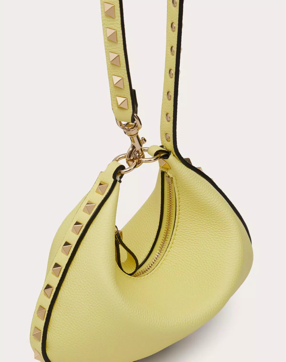 Mini rockstud hobo bag in grainy calfskin