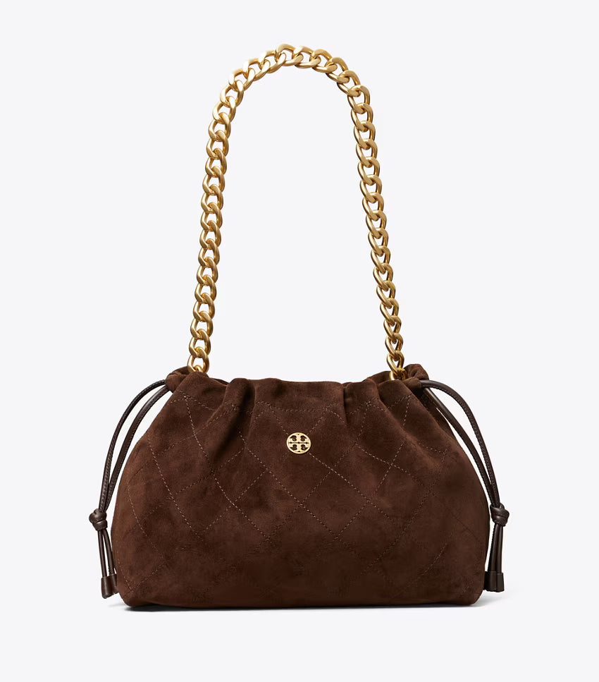 Willa Suede Large E/W Drawstring Bag