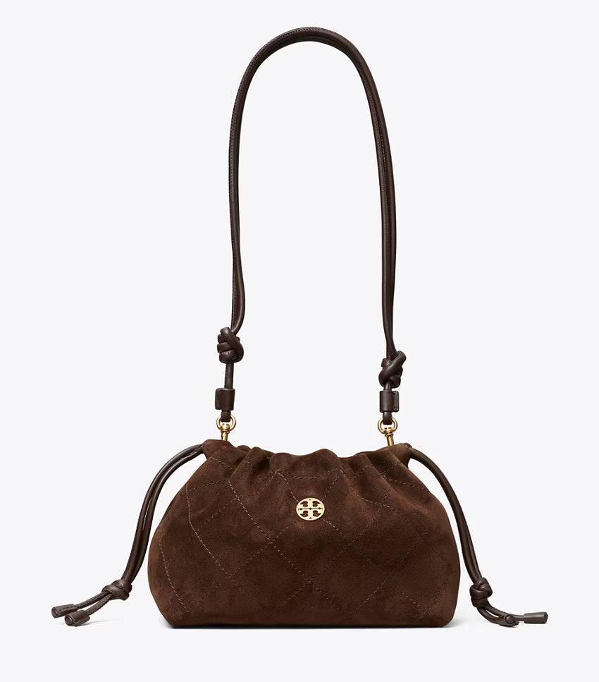 Willa Suede Small E/W Drawstring Bag