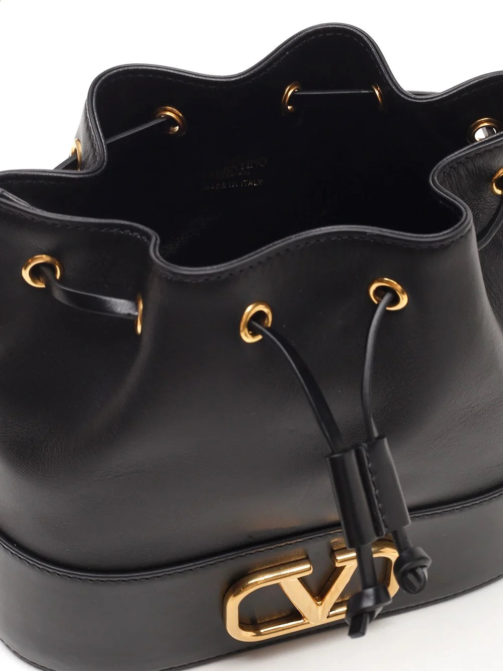 Valentino VLogo Plaque Drawstring Bucket Bag