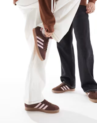 Adidas Originals Gazelle Indoor sneakers in brown and pink