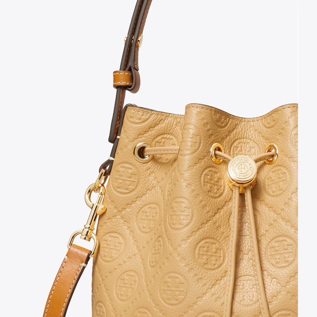 T MONOGRAM PEBBLE BUCKET BAG