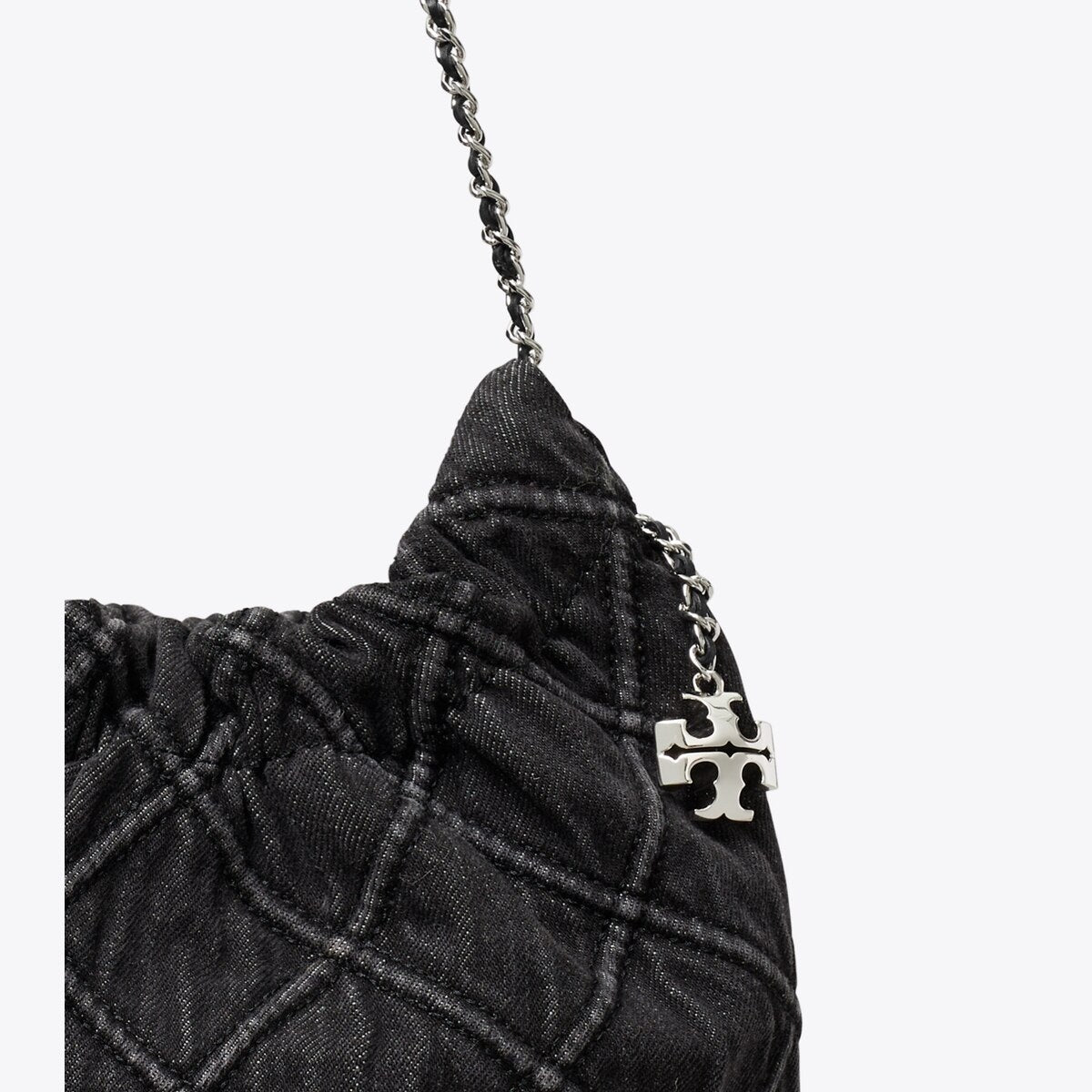 MINI FLEMING SOFT DENIM HOBO BAG