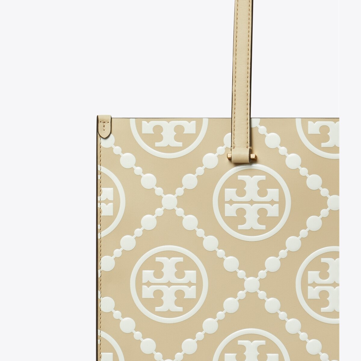 T MONOGRAM CONTRAST EMBOSSED TOTE