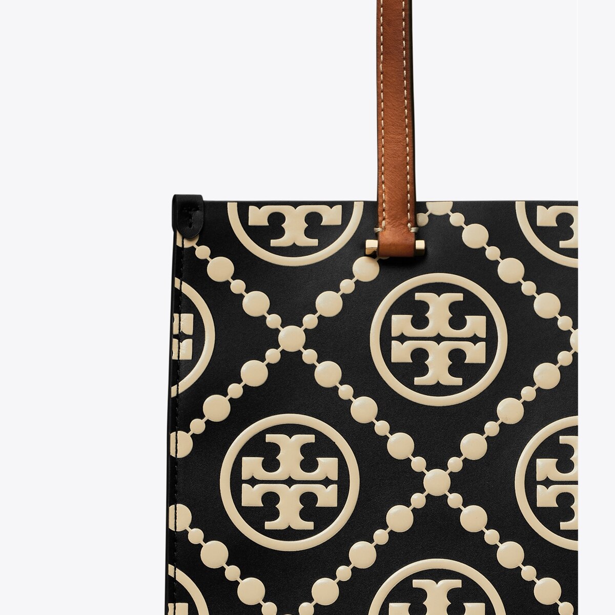 T MONOGRAM CONTRAST EMBOSSED SMALL TOTE