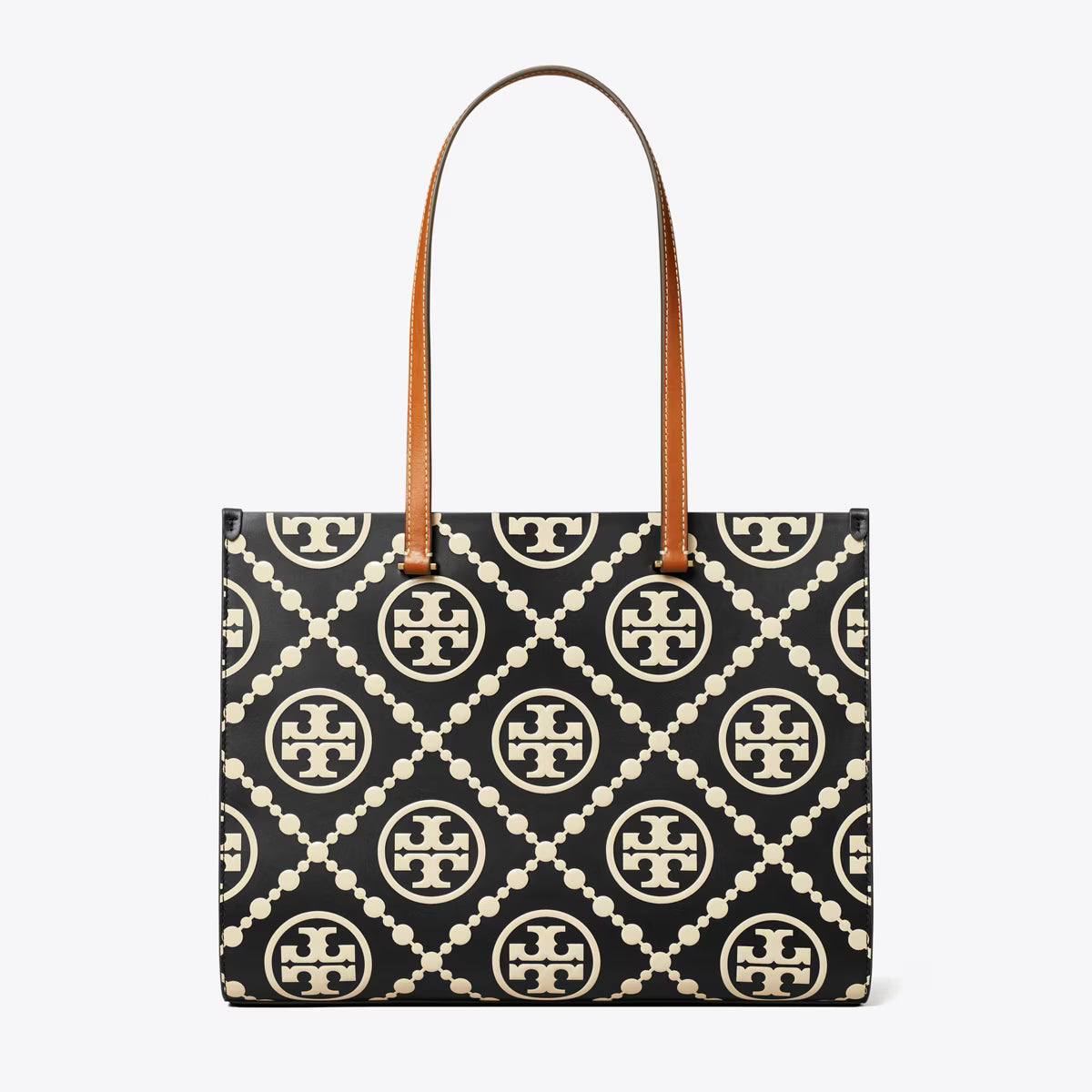 T MONOGRAM CONTRAST EMBOSSED TOTE