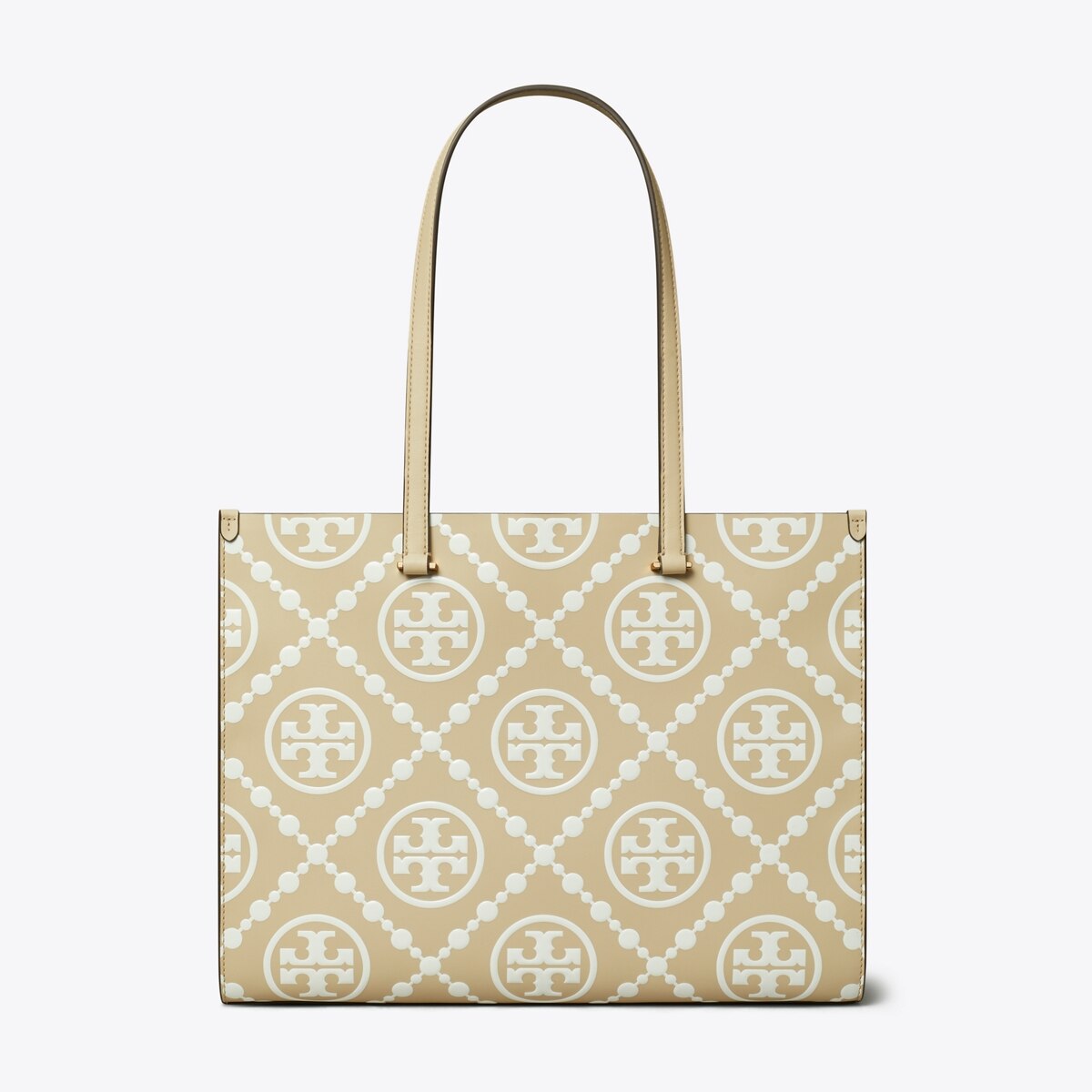 T MONOGRAM CONTRAST EMBOSSED TOTE