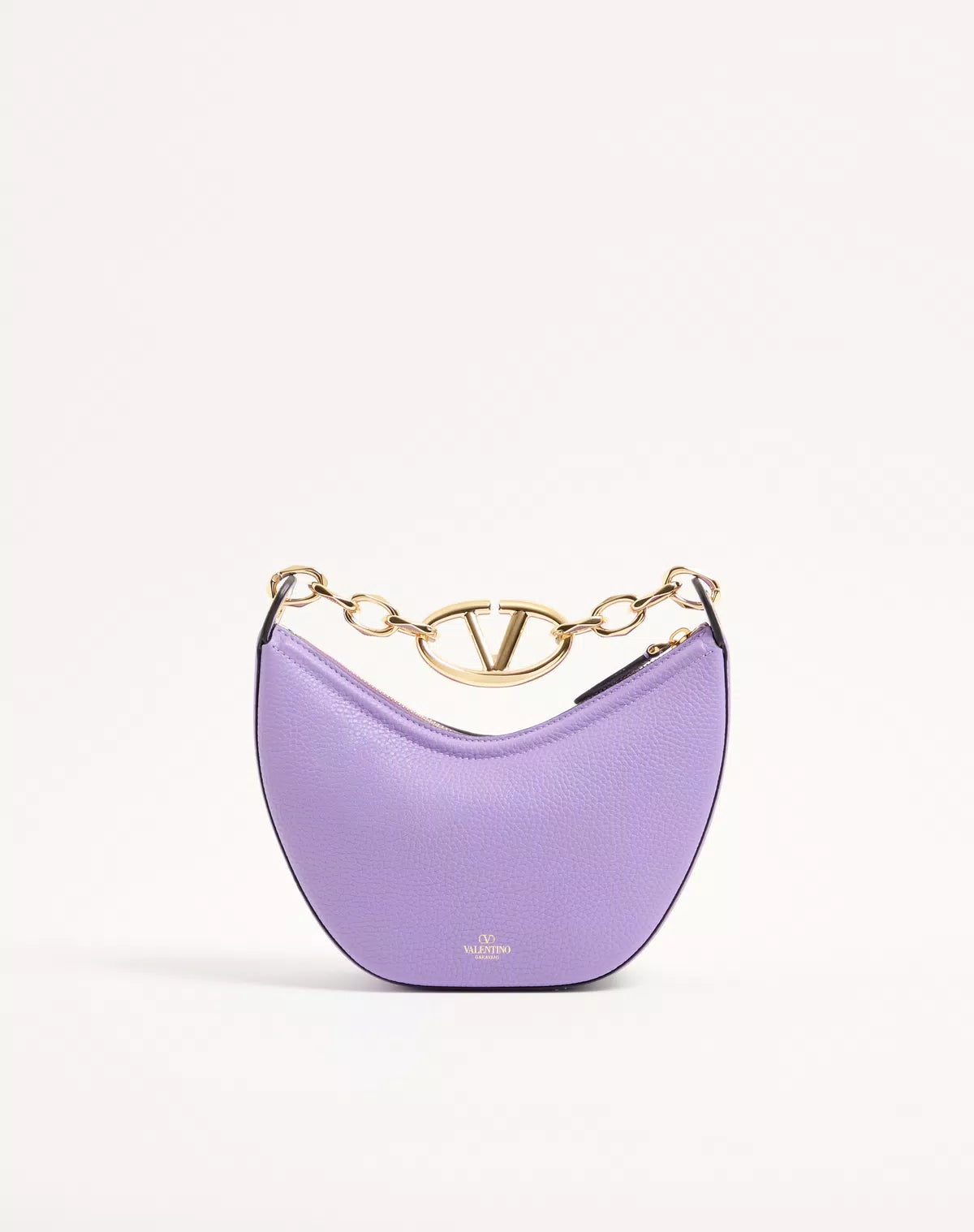 Mini hobo vlogo moon bag in grainy calfskin with chain