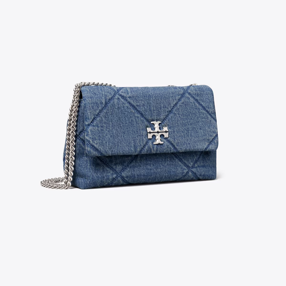 SMALL KIRA DIAMOND QUILT DENIM SHOULDER BAG
