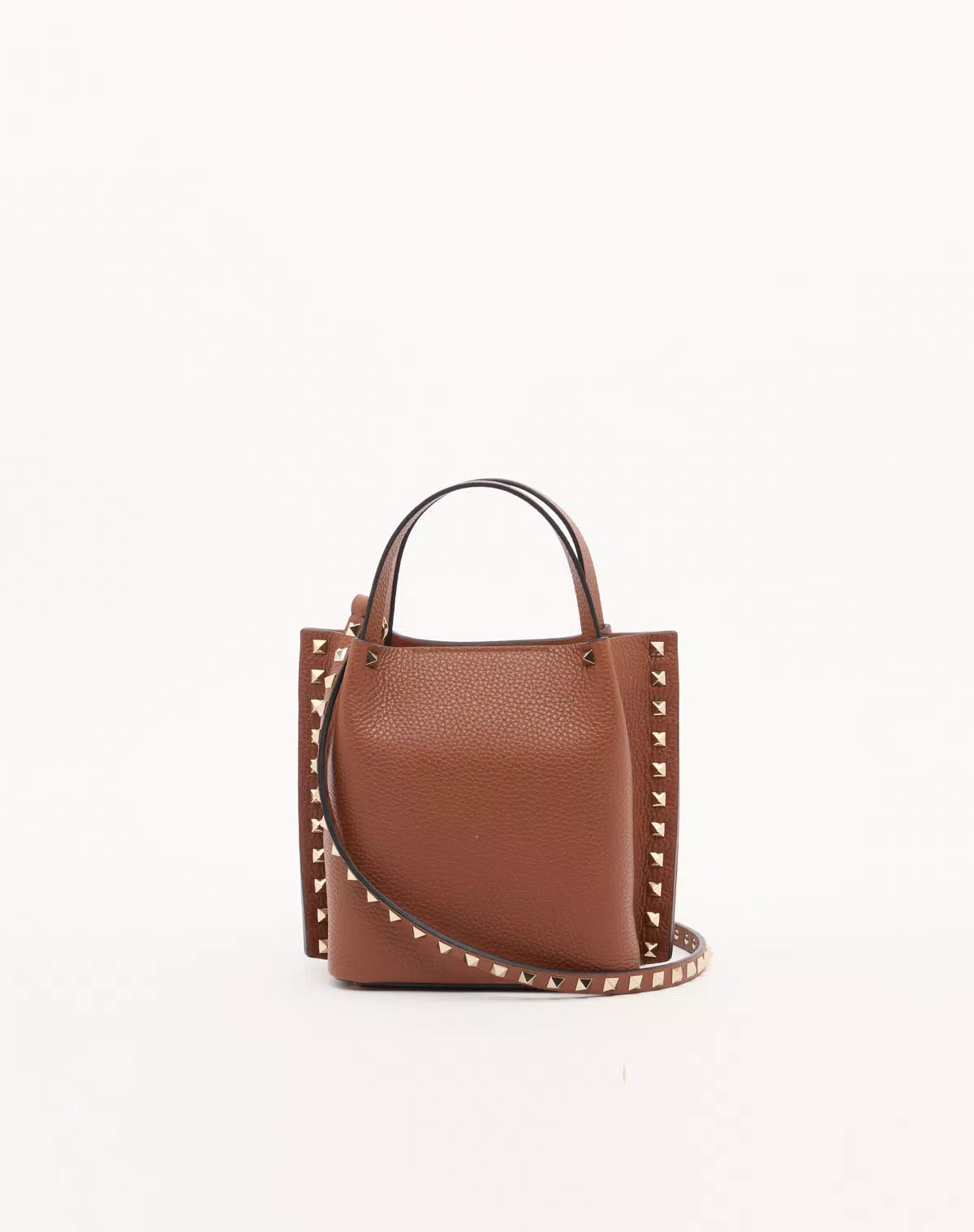 Rockstud small shopping bag in grainy calfskin