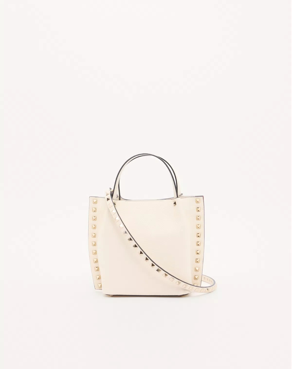 Rockstud small shopping bag in grainy calfskin