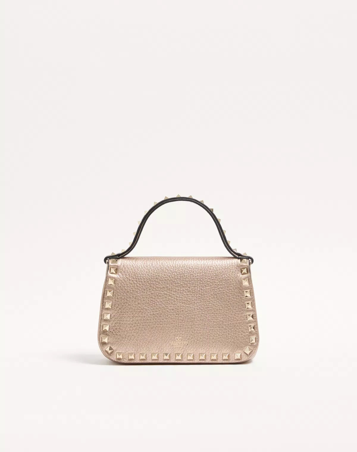 Rockstud small handbag in laminated grainy calfskin