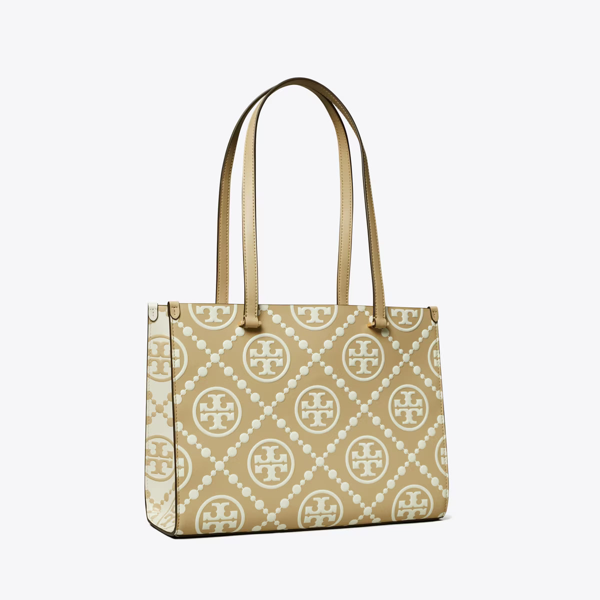 T MONOGRAM CONTRAST EMBOSSED SMALL TOTE