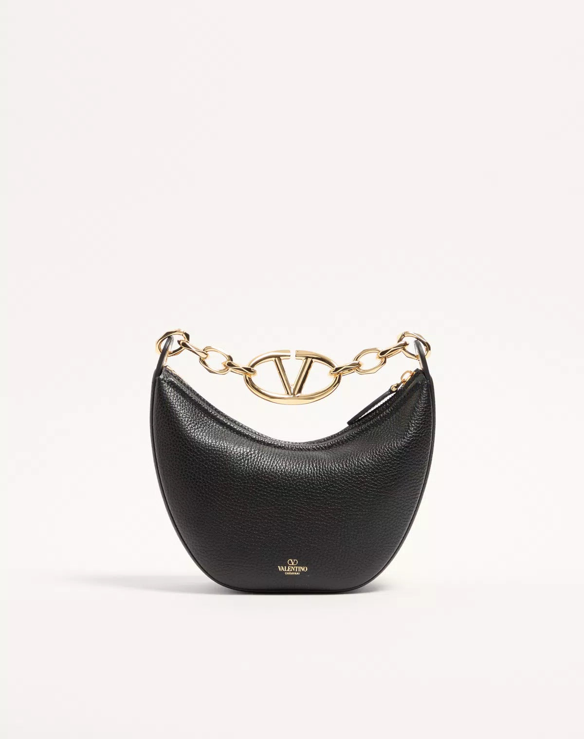 Mini hobo vlogo moon bag in grainy calfskin with chain