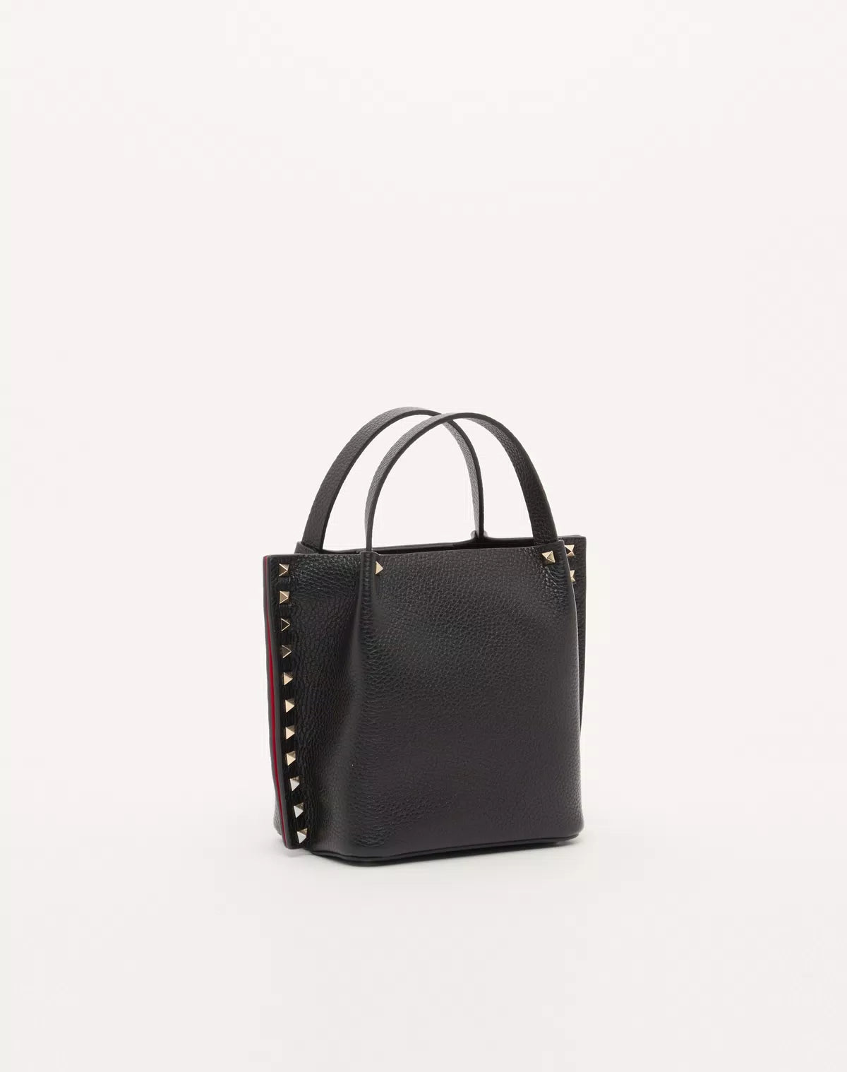 Rockstud small shopping bag in grainy calfskin