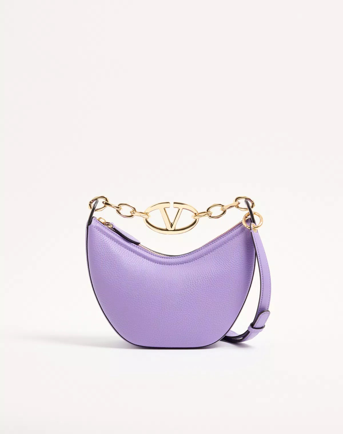 Mini hobo vlogo moon bag in grainy calfskin with chain