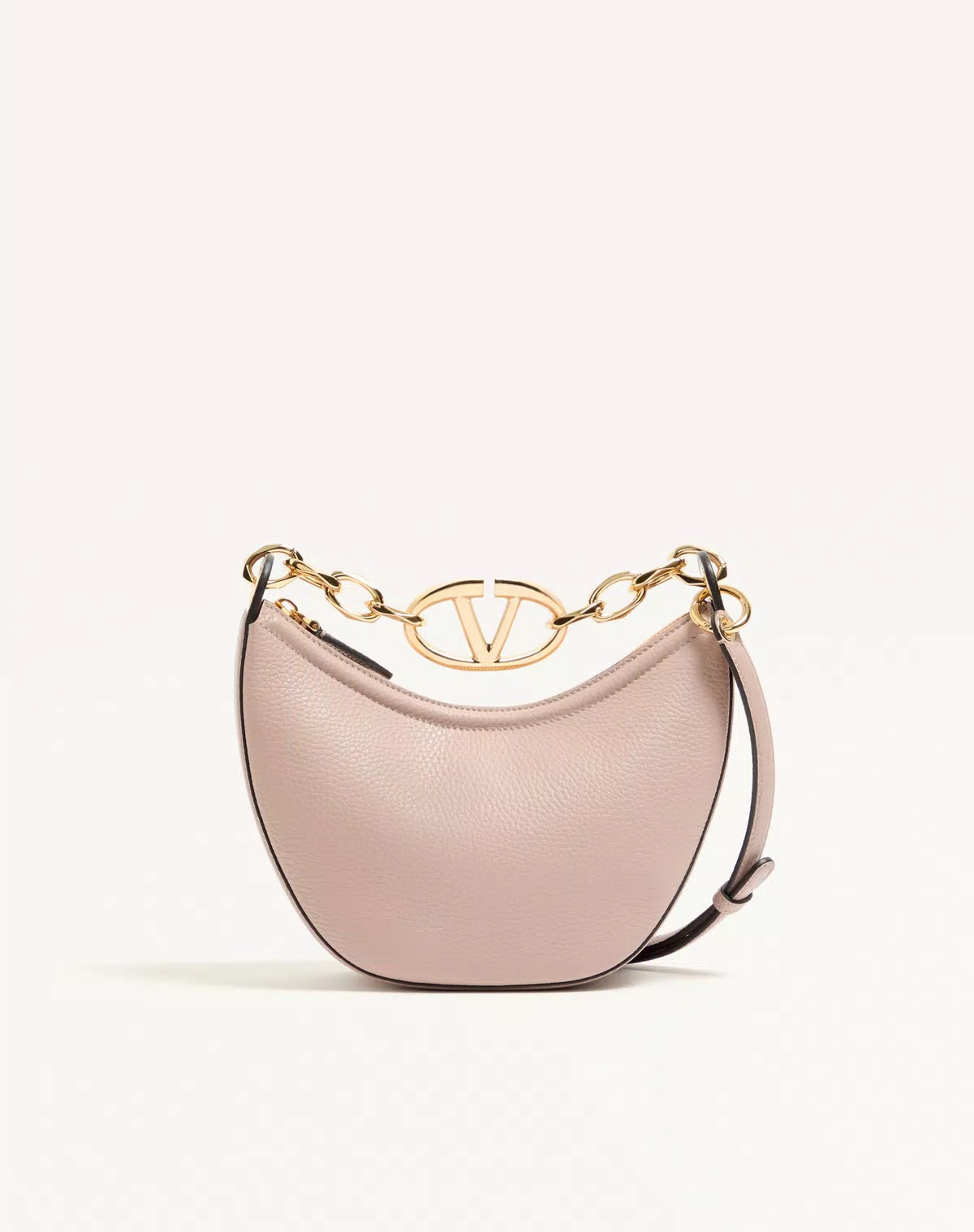 Mini hobo vlogo moon bag in grainy calfskin with chain