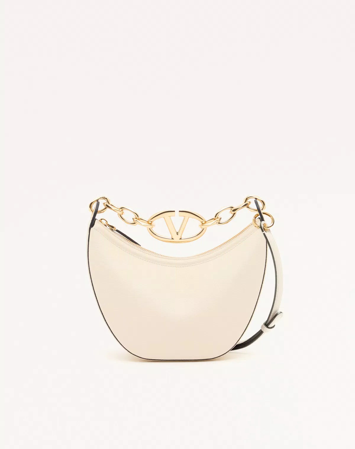 Mini hobo vlogo moon bag in grainy calfskin with chain