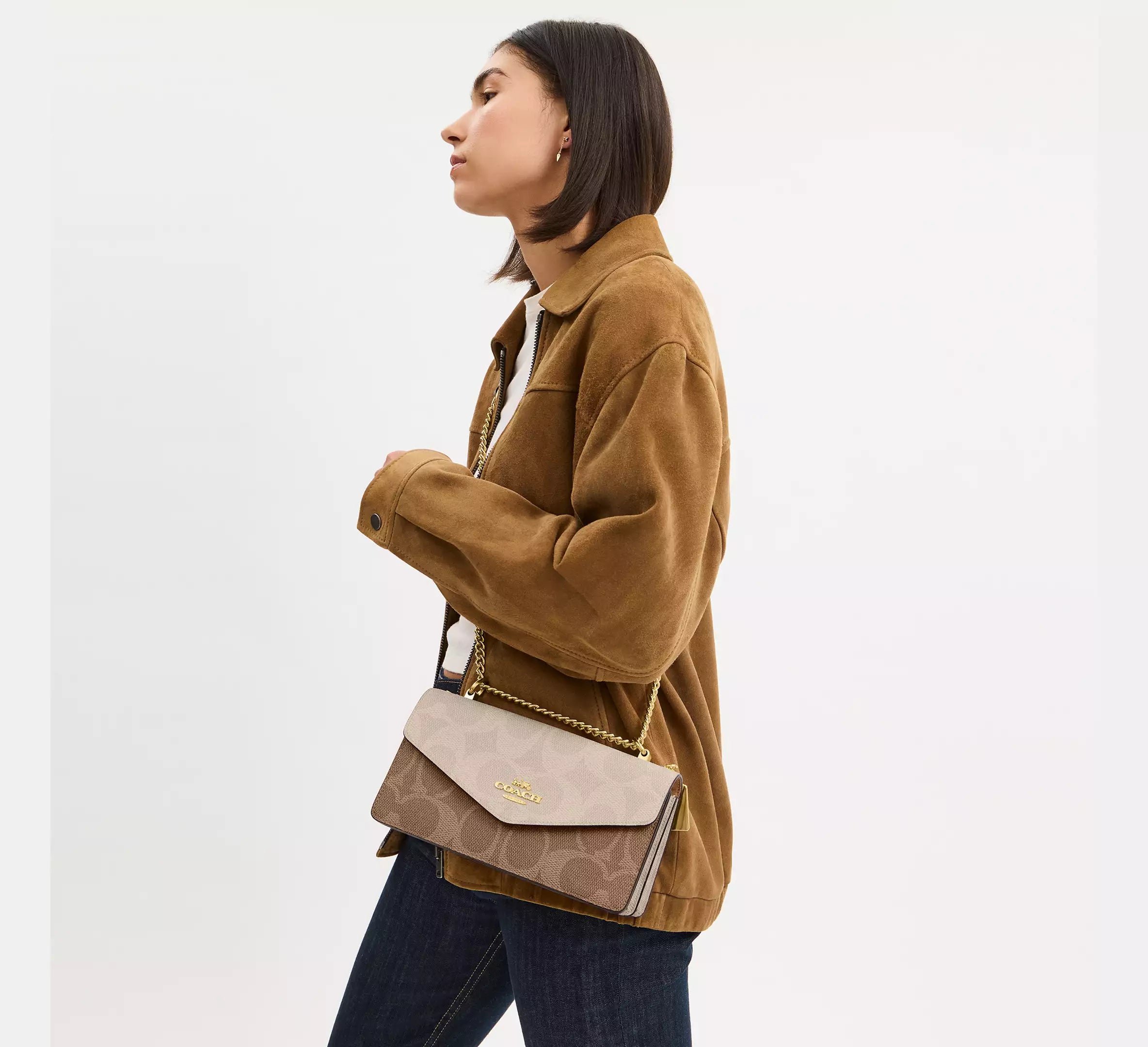 Klare Envelope Crossbody Bag In Blocked Signature Canvas