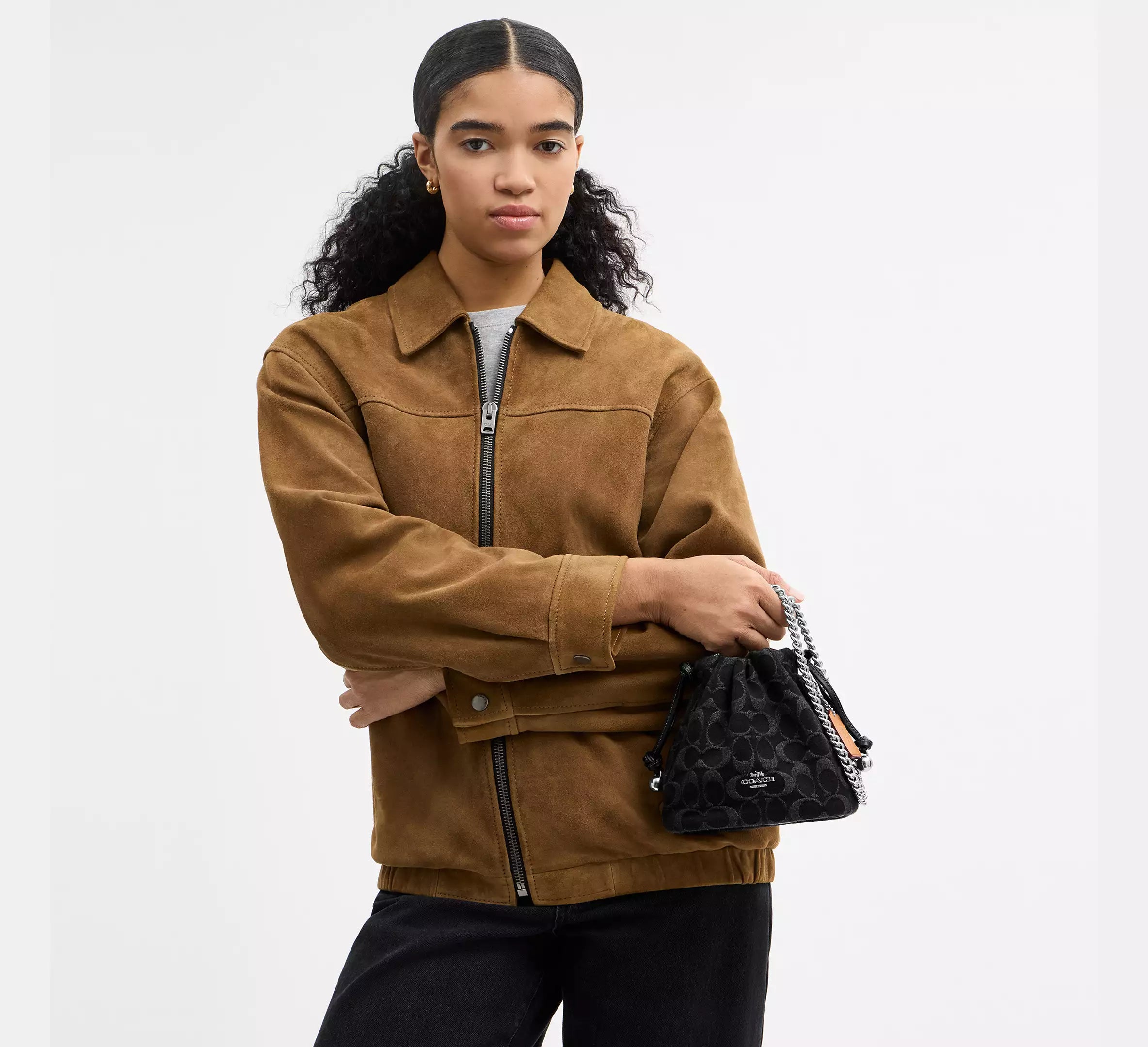 Faye Mini Drawstring Bag In Signature Denim