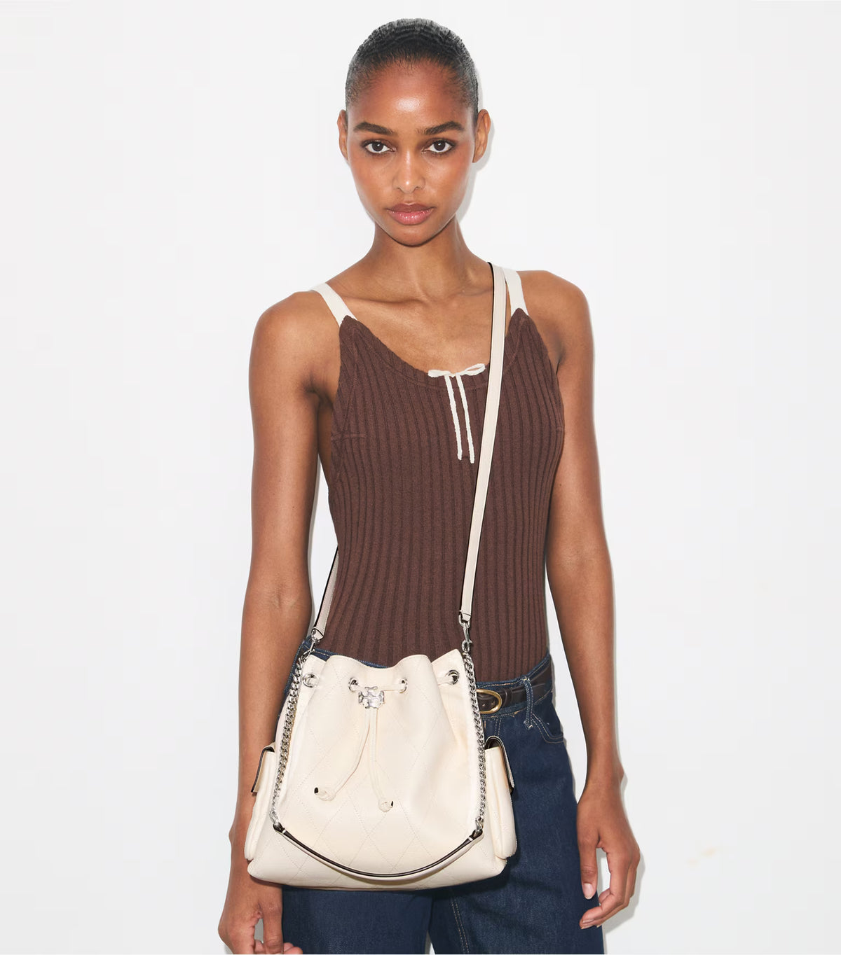 CHARLIE QUILTED DRAWSTRING SHOULDER BAG