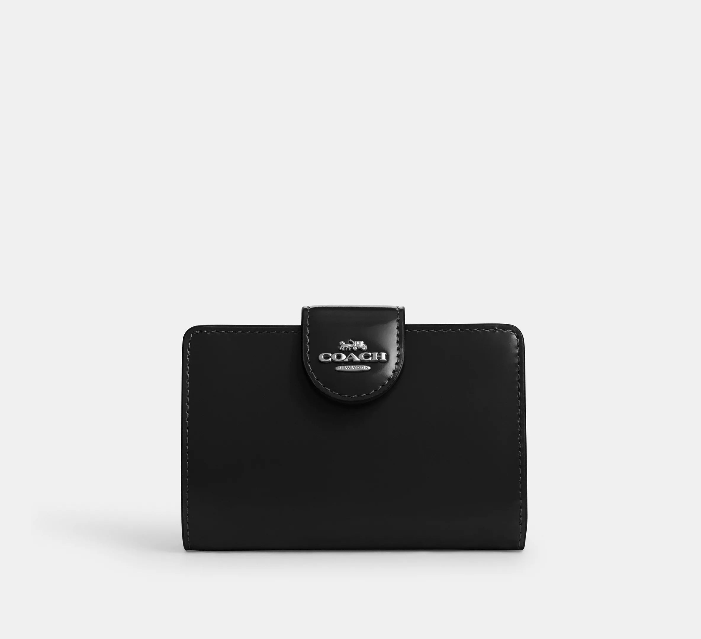 Medium Corner Zip Wallet novelty leather/Silver/Black