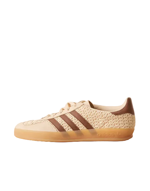 adidas Originals Gazelle Indoor crochet sneakers in beige and brown
