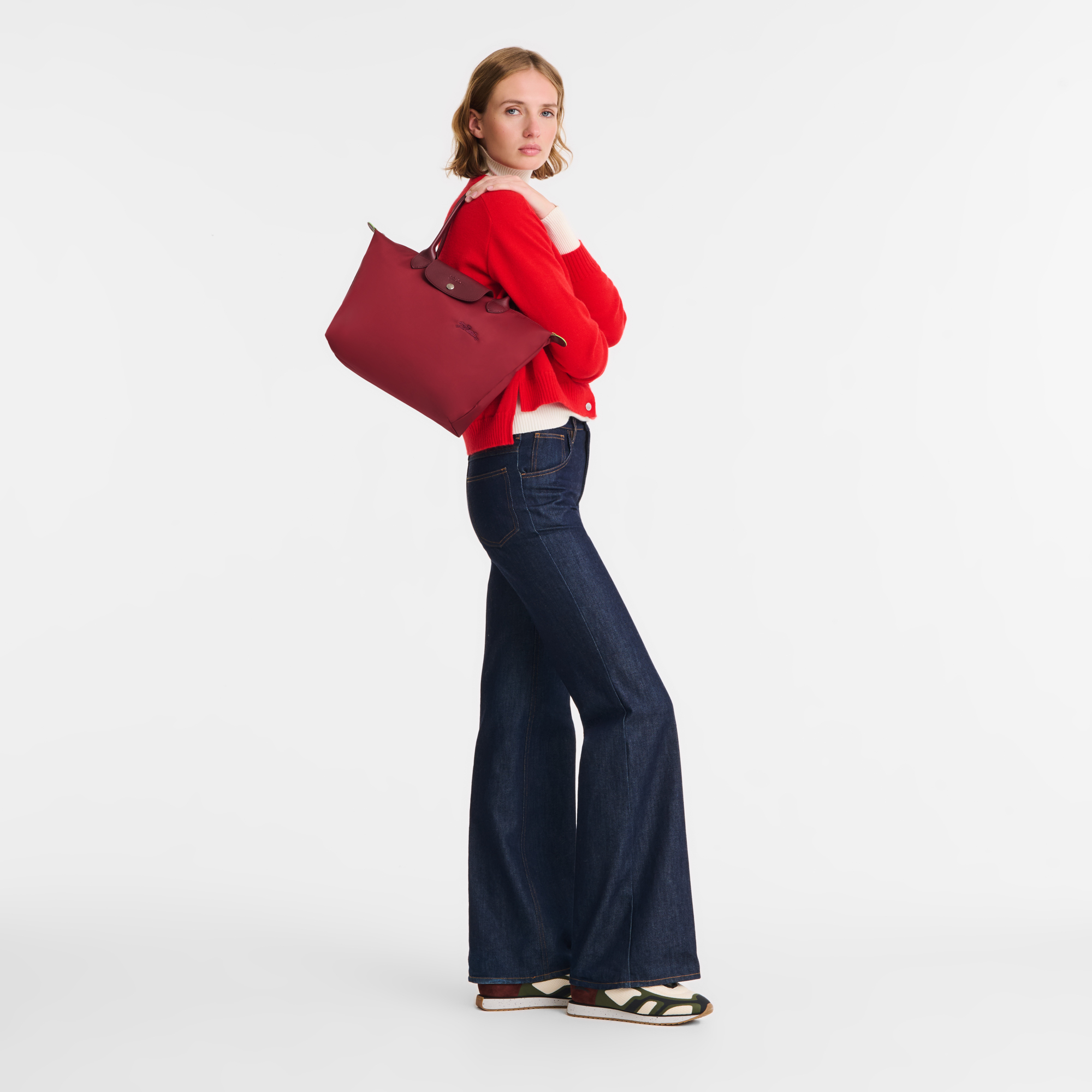 Le Pliage Green M Tote bag - Pomegranate