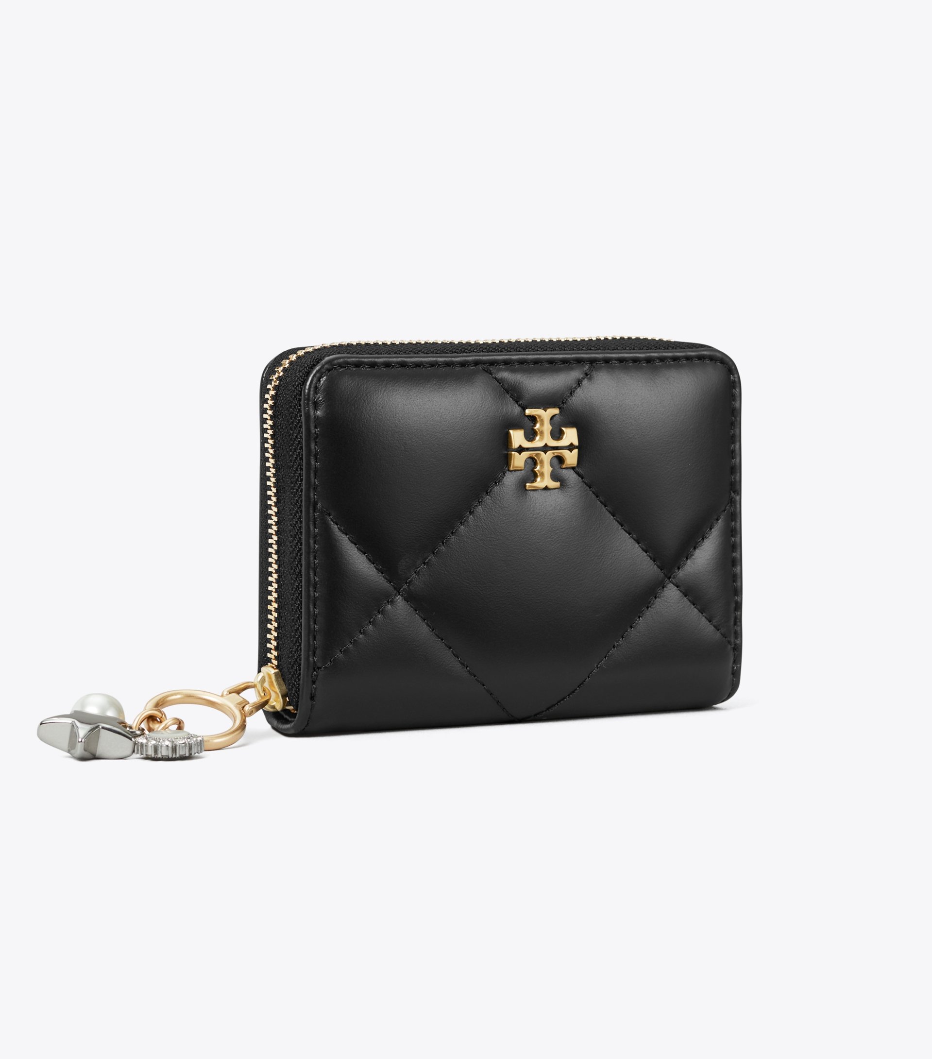 SMALL KIRA DIAMOND QUILT CHARM ZIP-AROUND WALLET