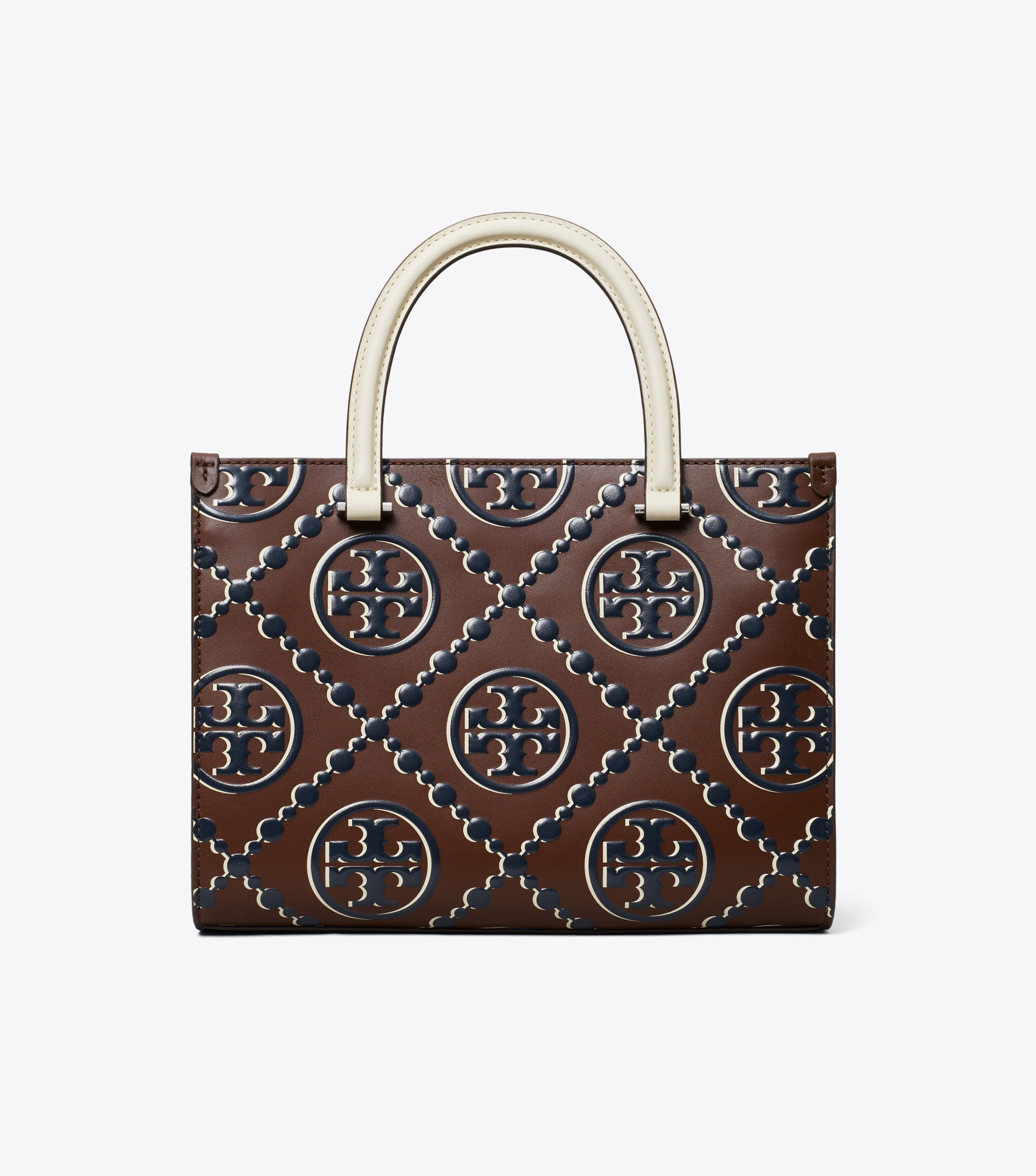 T MONOGRAM CONTRAST EMBOSSED TOP-HANDLE TOTE