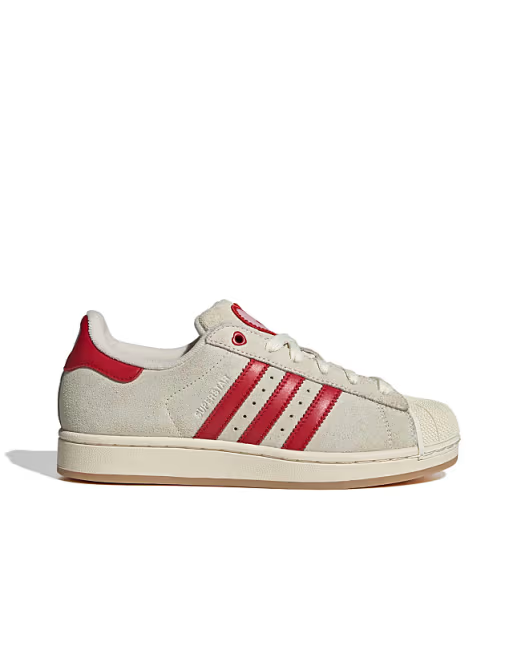 adidas Originals Superstar II sneakers in white and red