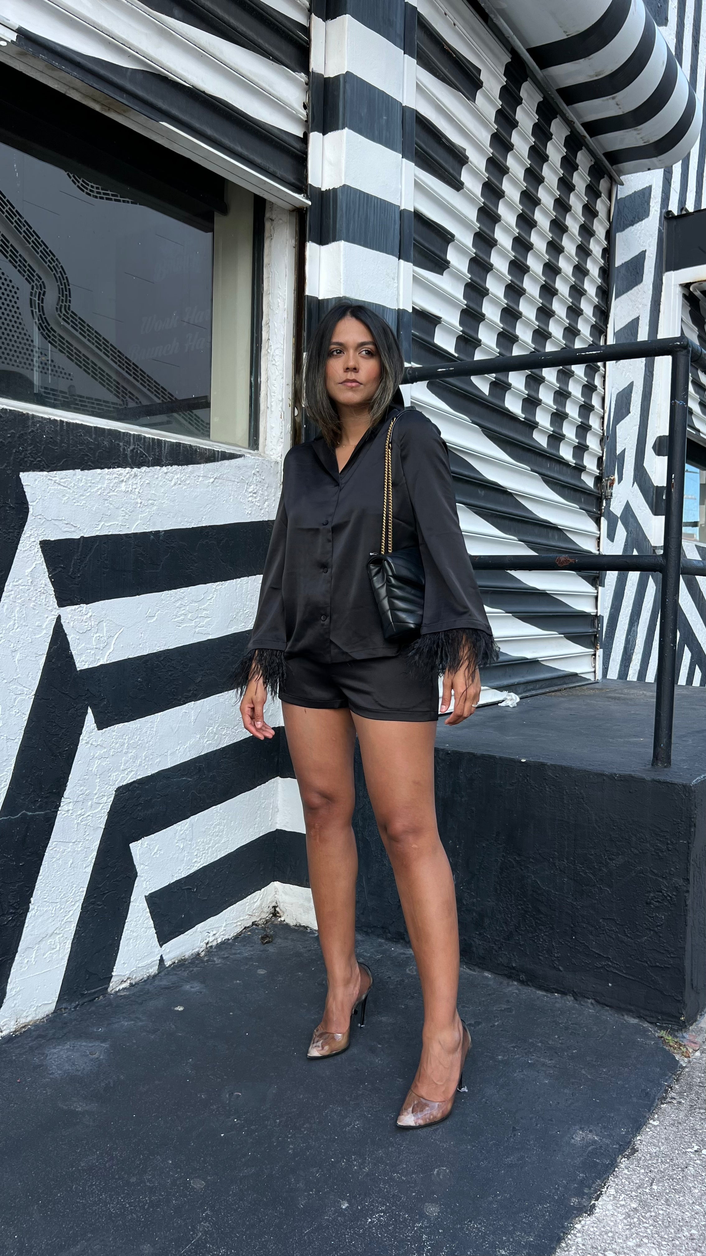 Set Satin with Feathers