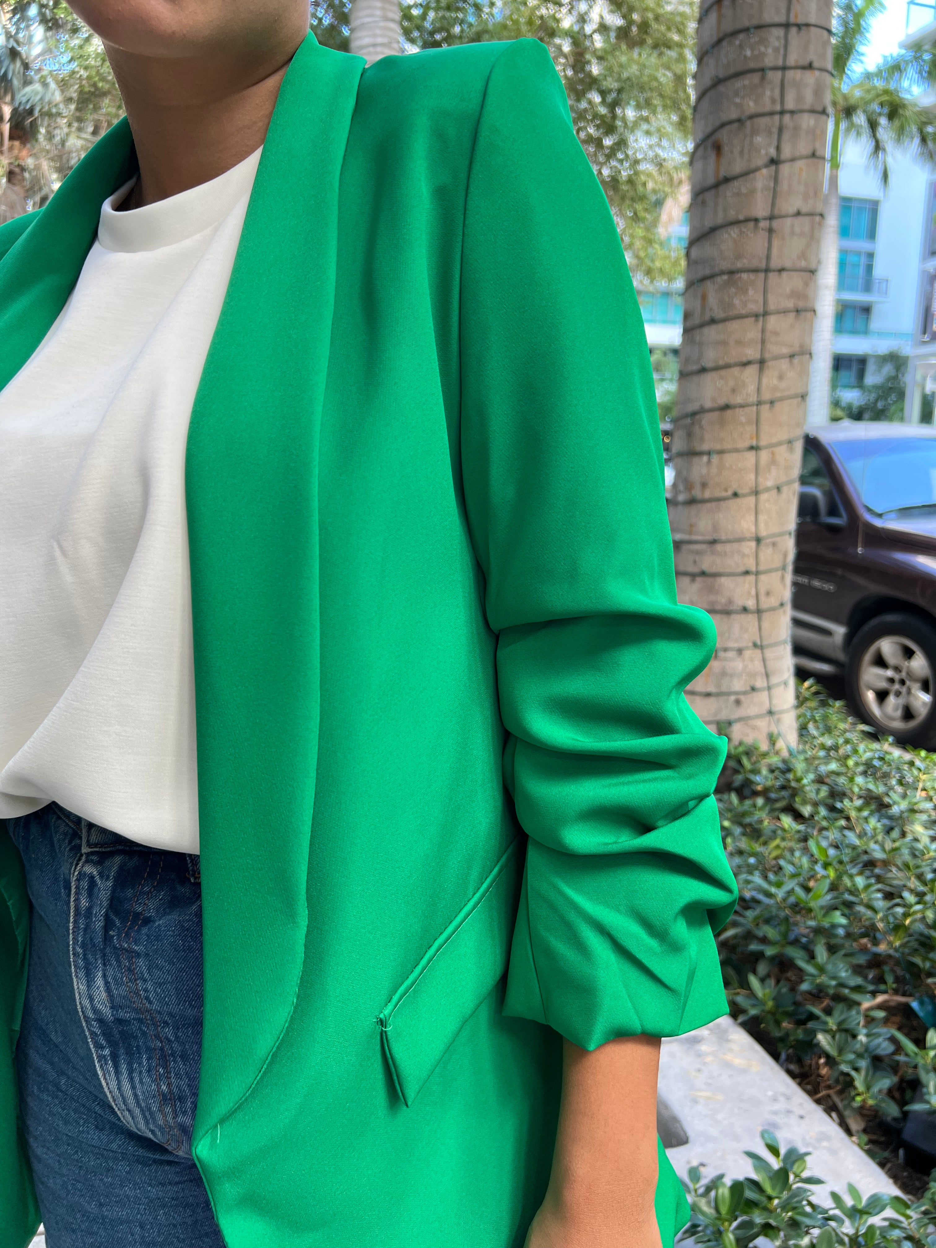 3/4 Ruched Sleeve Blazer