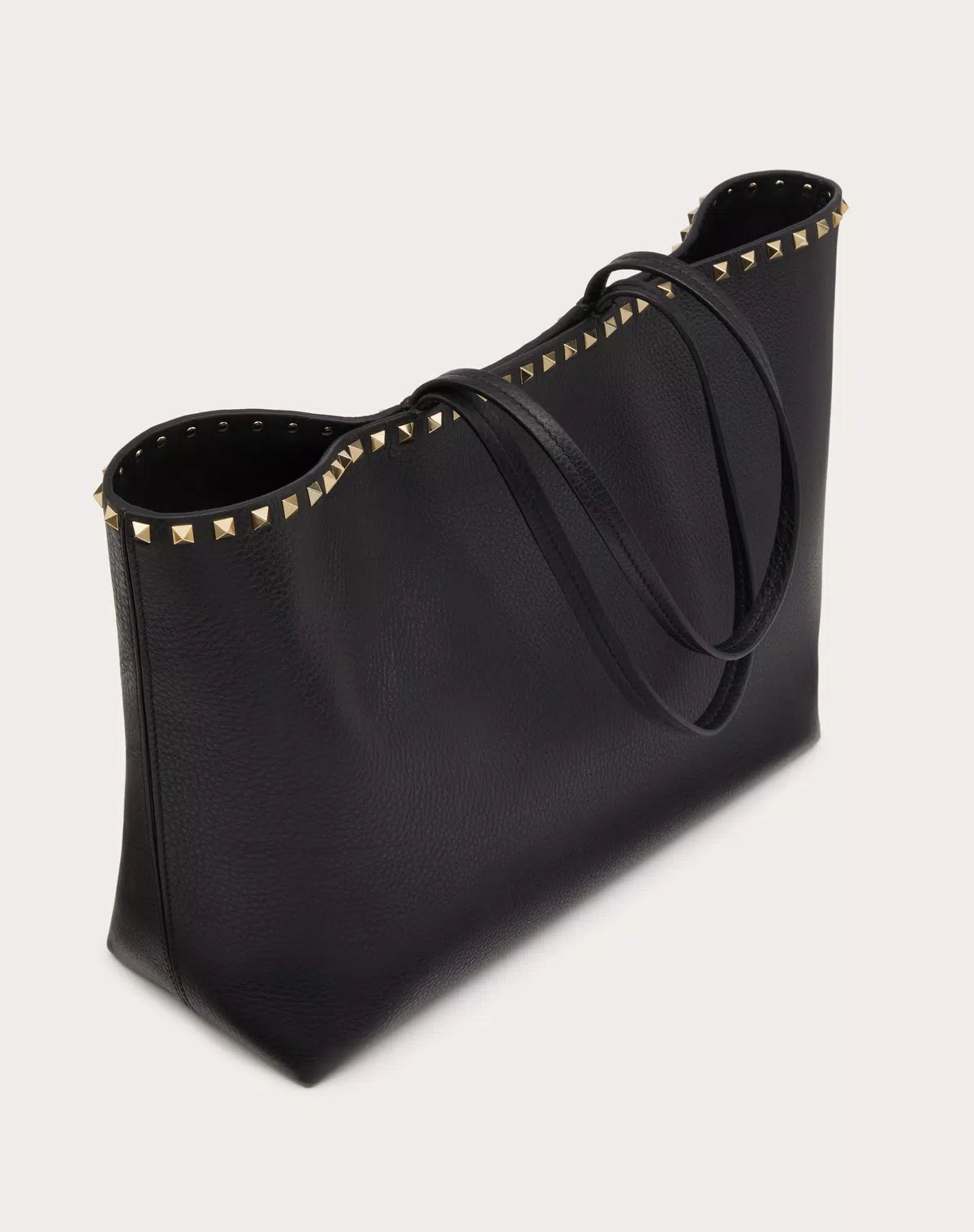 Rockstud grainy calfskin tote bag