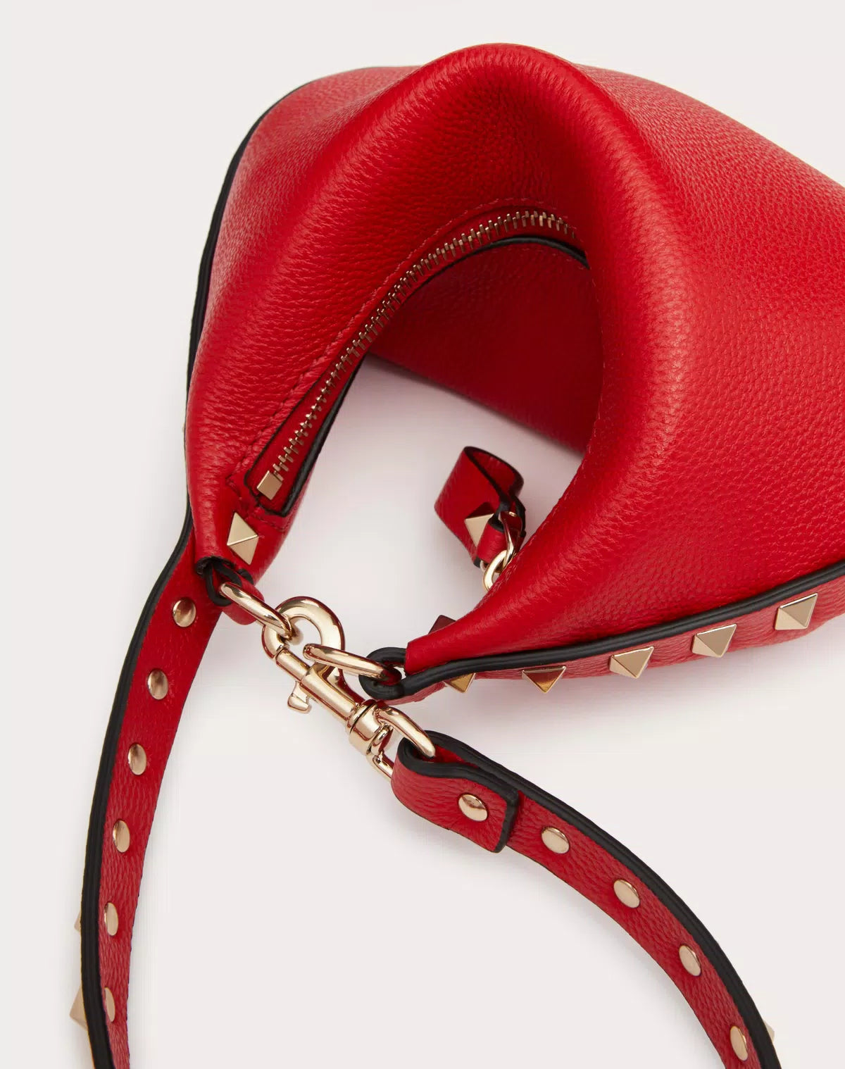 Mini rockstud hobo bag in grainy calfskin