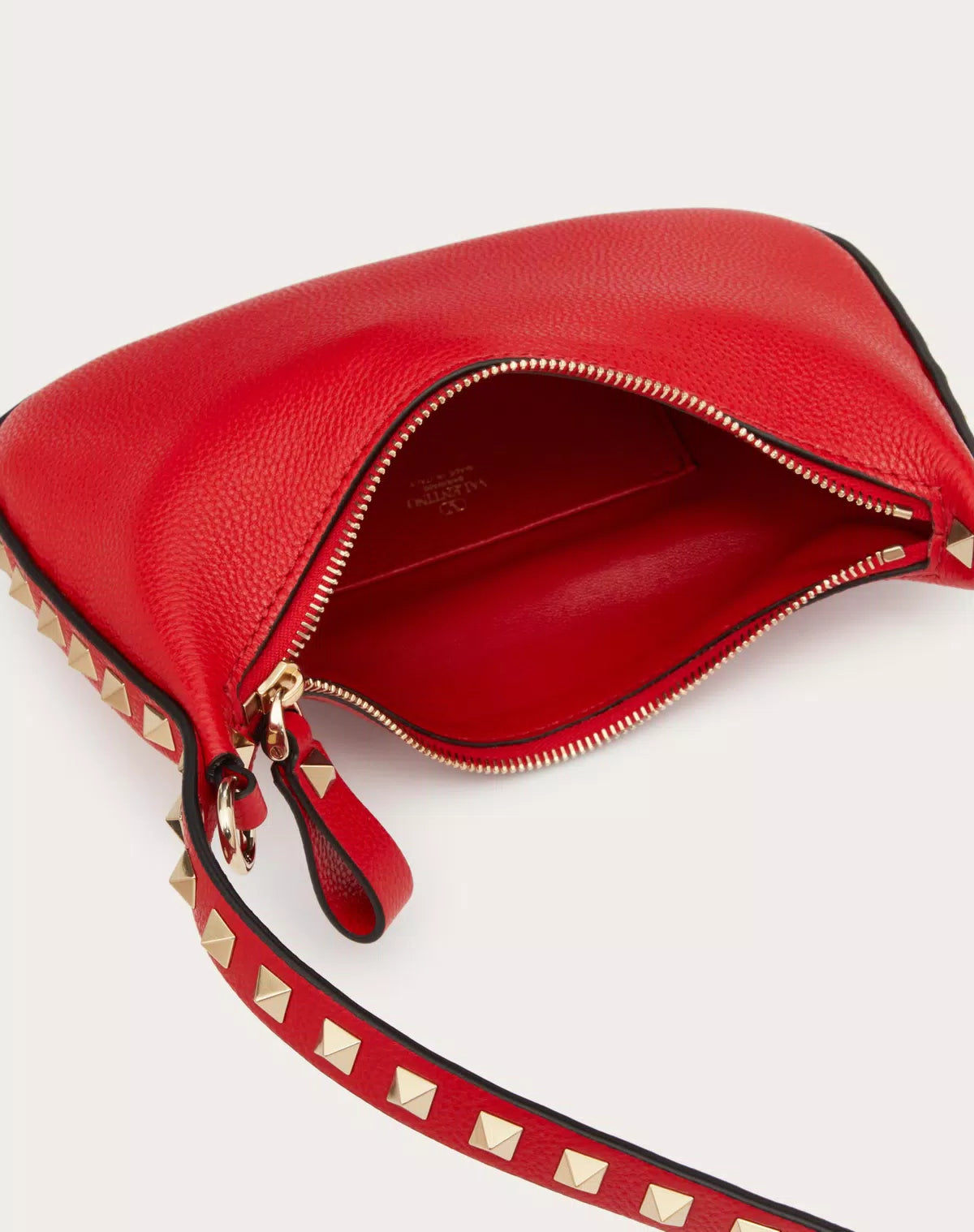 Mini rockstud hobo bag in grainy calfskin