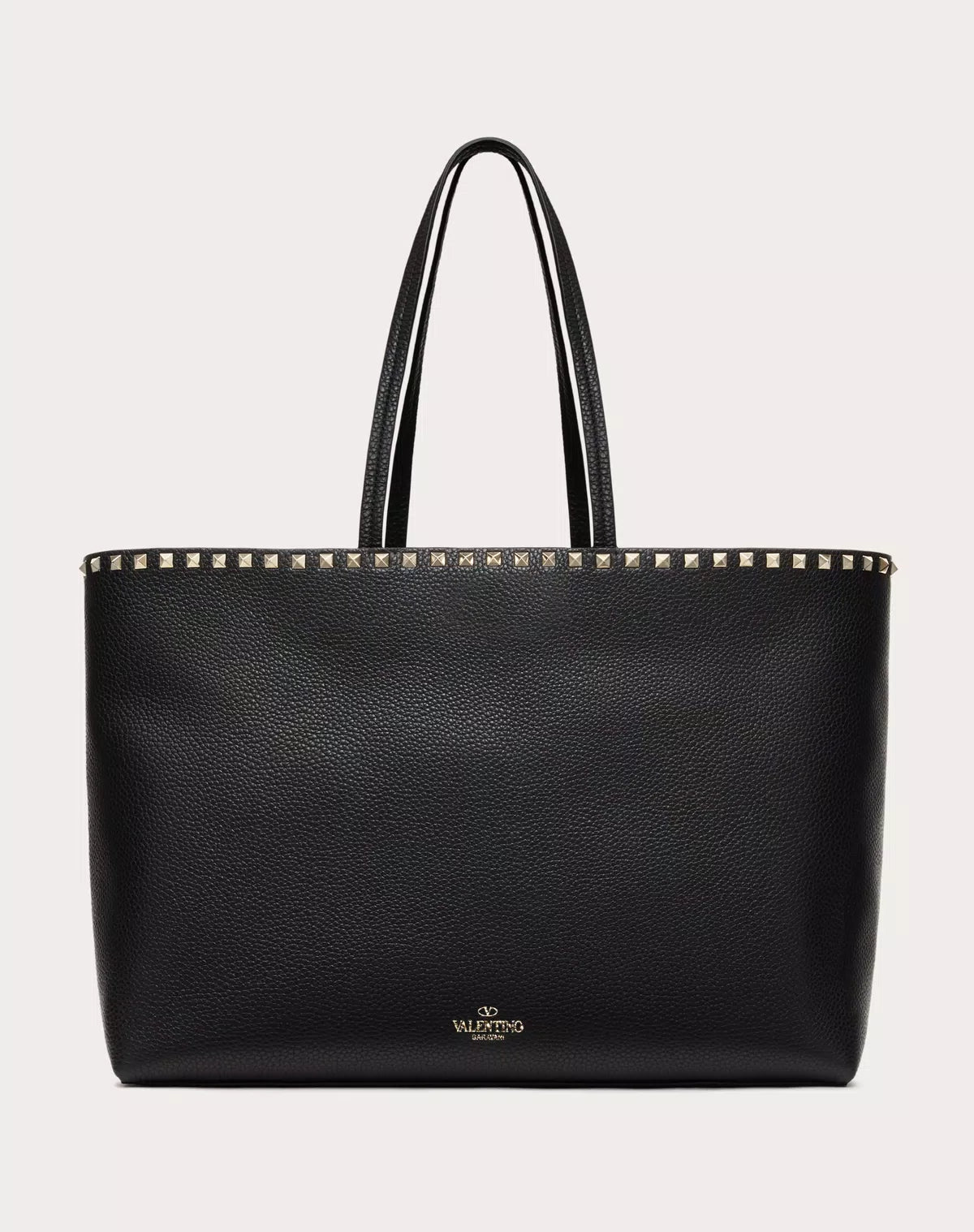Rockstud grainy calfskin tote bag
