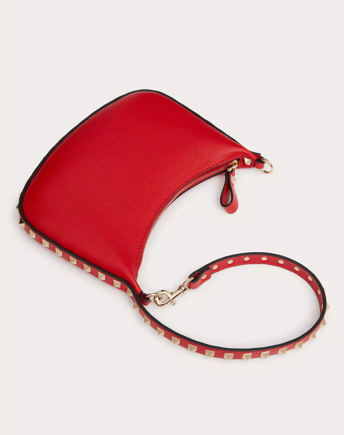 Mini rockstud hobo bag in grainy calfskin