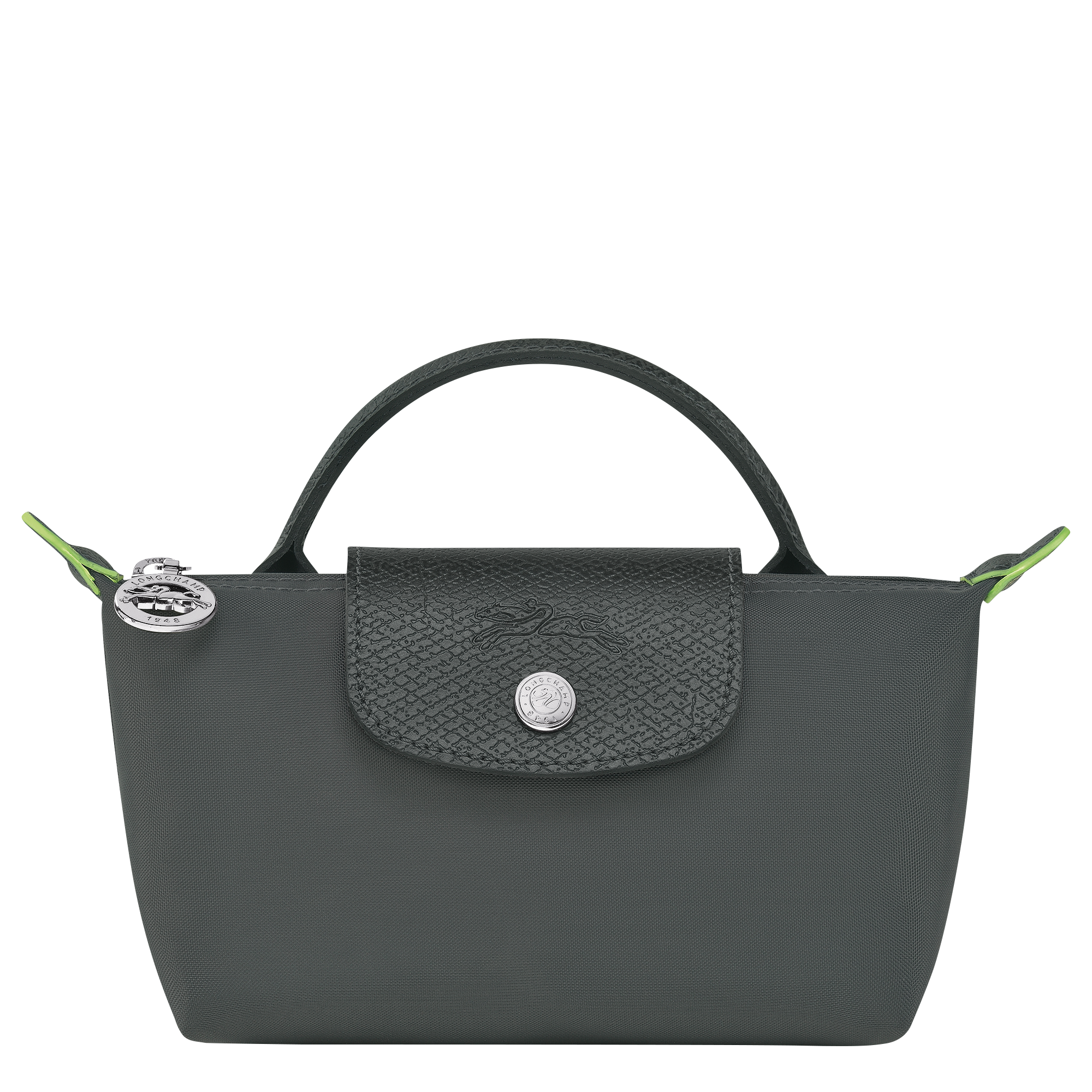Le Pliage Green Pouch with handle Graphite