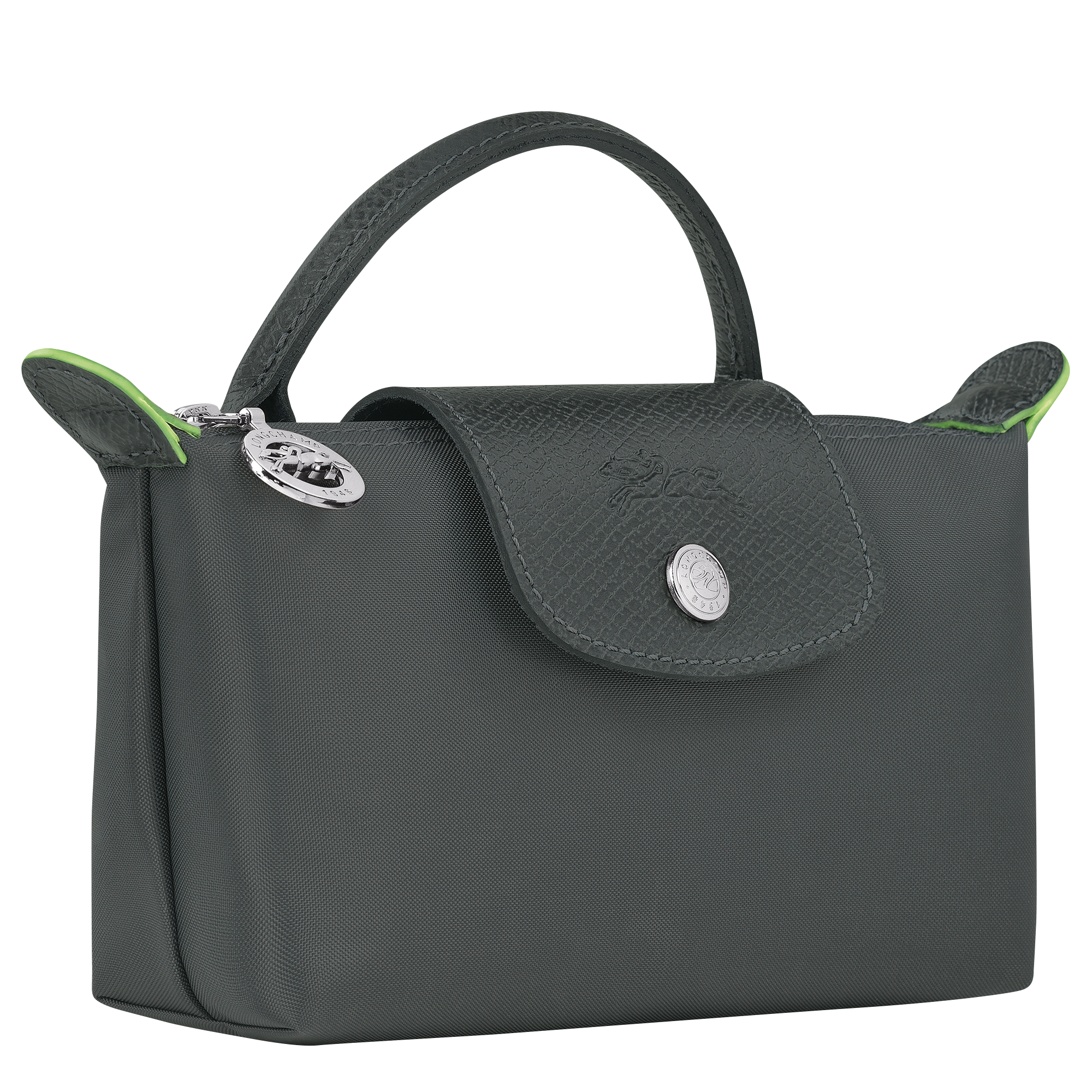 Le Pliage Green Pouch with handle Graphite