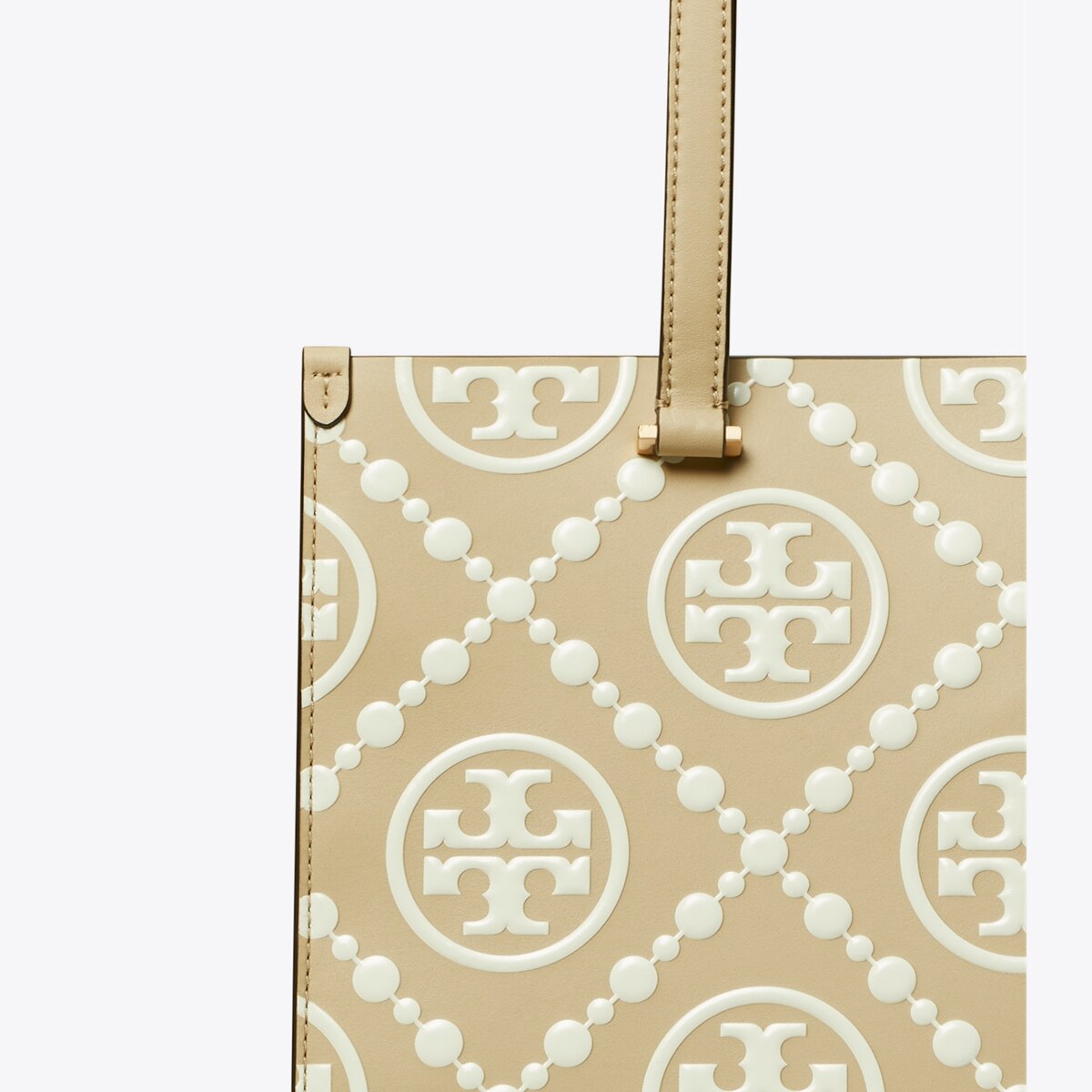 T MONOGRAM CONTRAST EMBOSSED SMALL TOTE