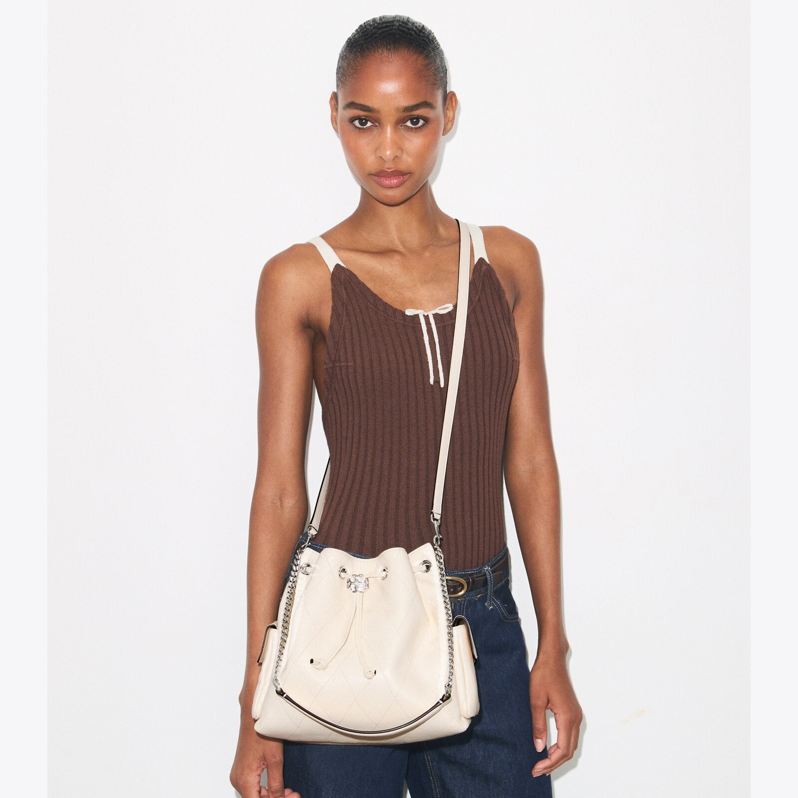 CHARLIE QUILTED DRAWSTRING SHOULDER BAG