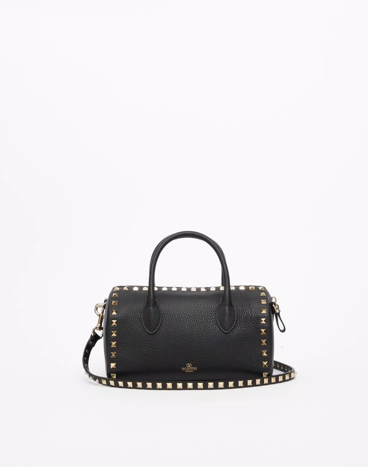 Rockstud grainy calfskin handbag