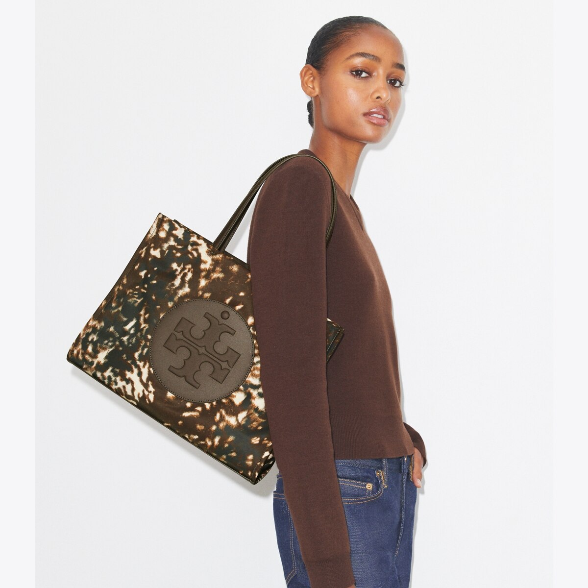 ELLA PRINTED NYLON SMALL TOTE