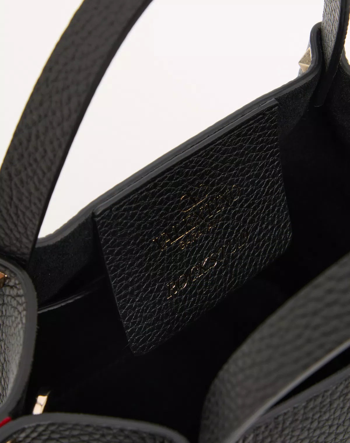 Rockstud small shopping bag in grainy calfskin