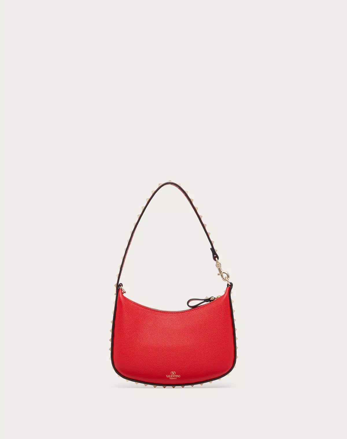 Mini rockstud hobo bag in grainy calfskin