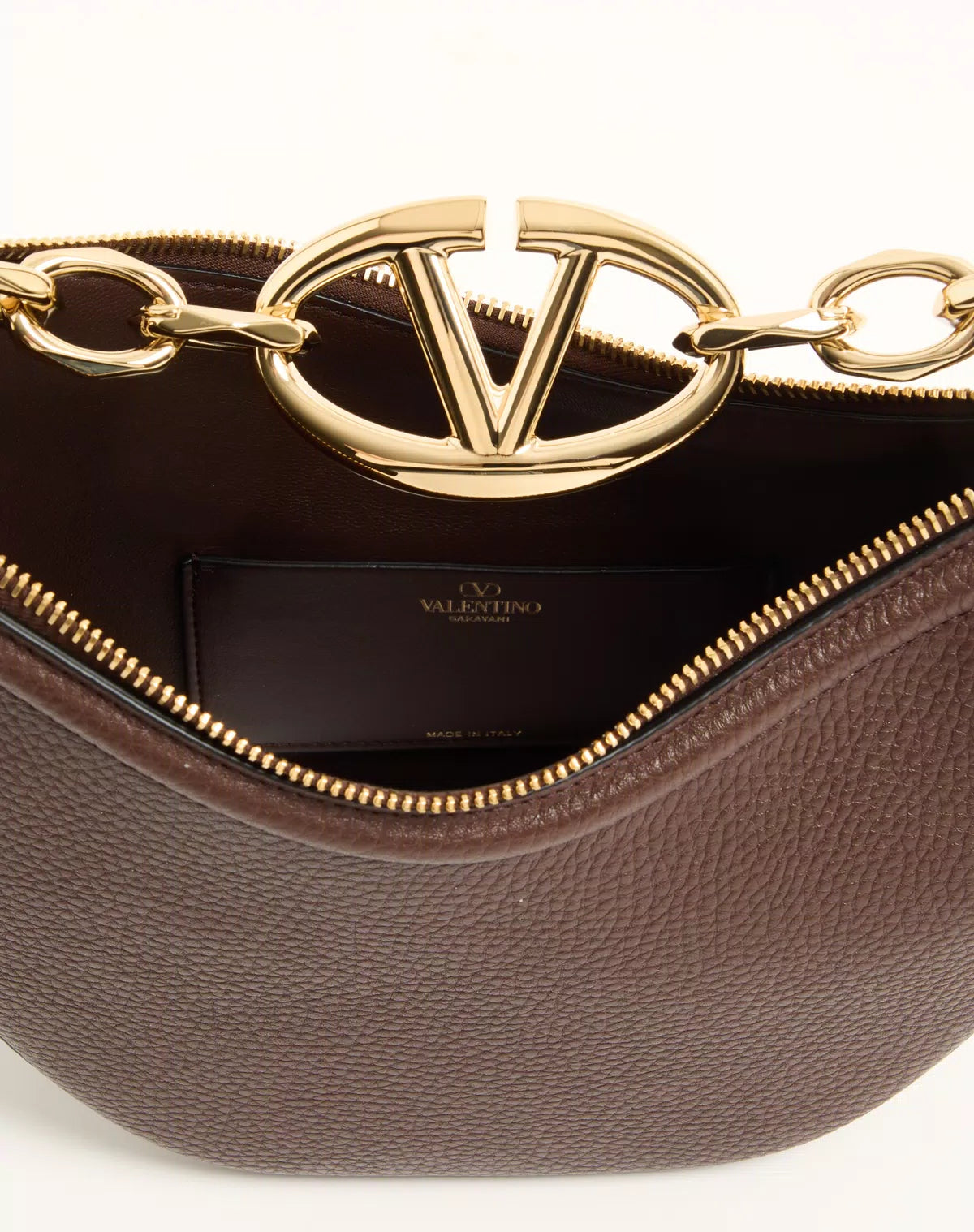Mini hobo vlogo moon bag in grainy calfskin with chain