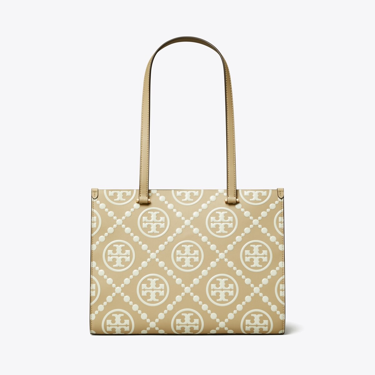 T MONOGRAM CONTRAST EMBOSSED SMALL TOTE