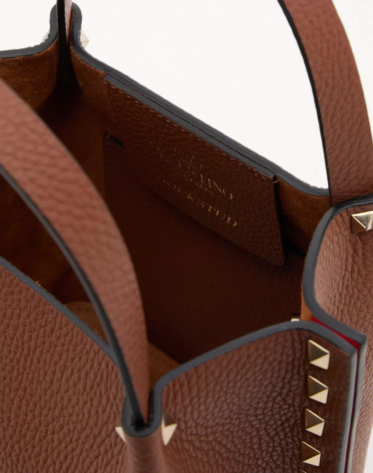 Rockstud small shopping bag in grainy calfskin