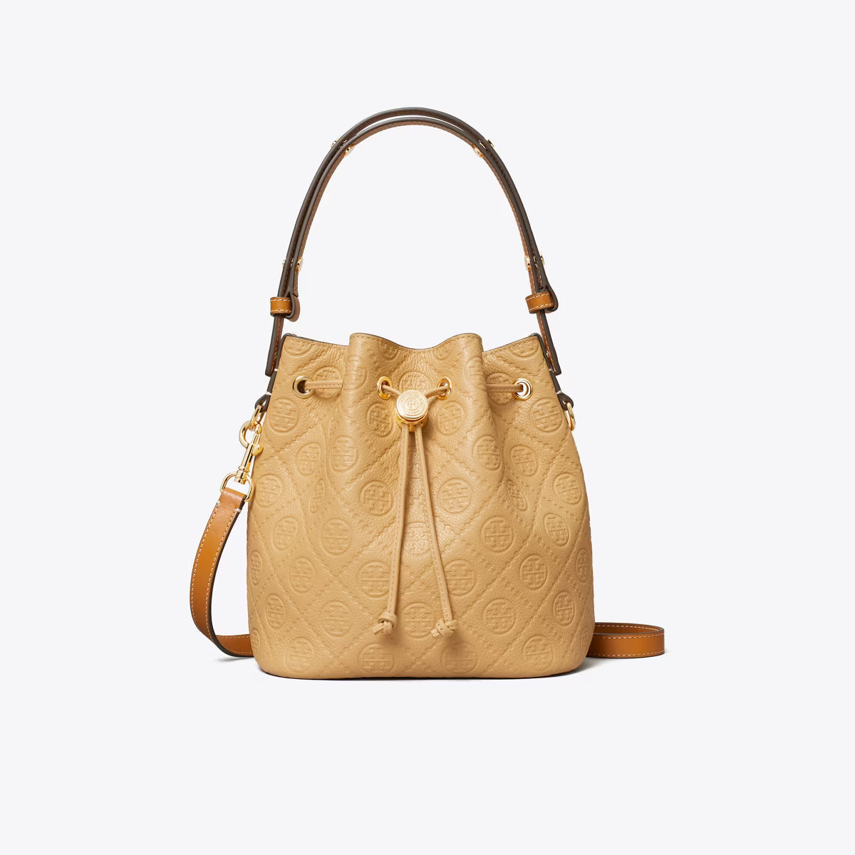T MONOGRAM PEBBLE BUCKET BAG